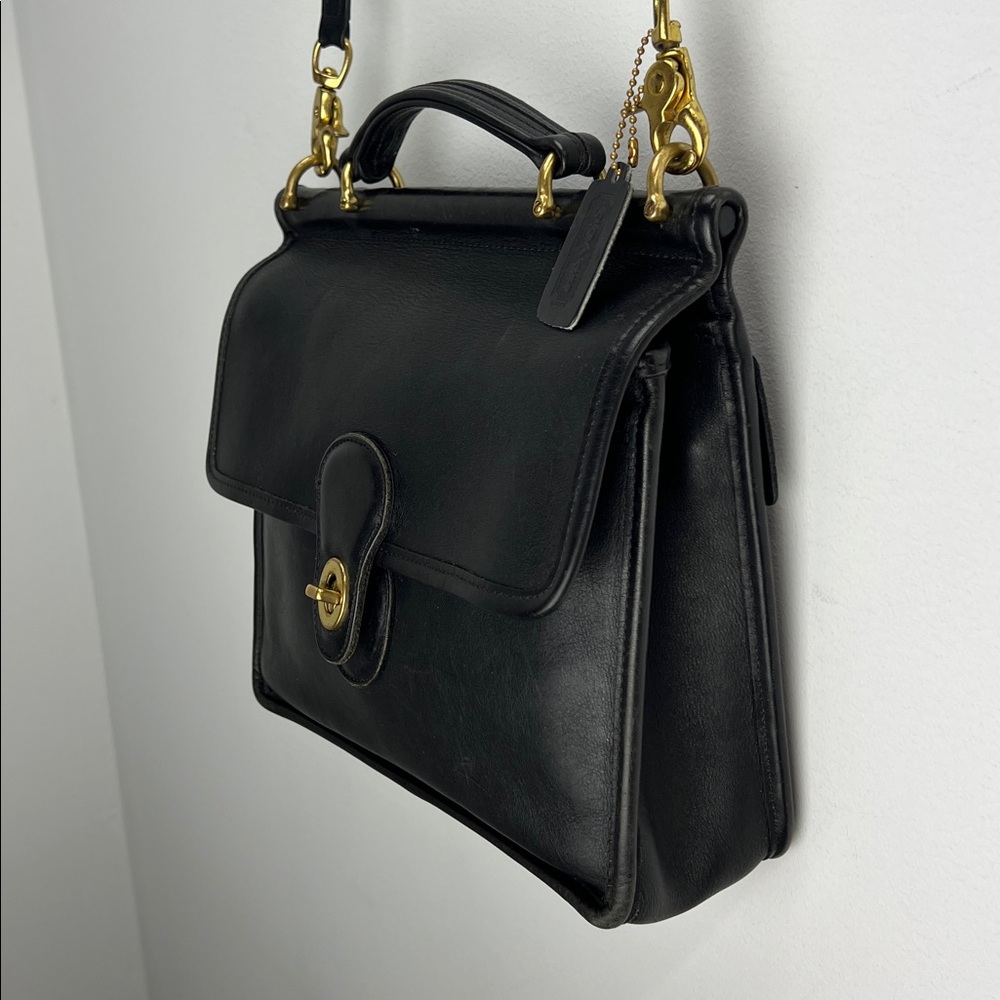 Vintage Coach Willis 9927 Top Handle Satchel Bag Crossbody Black Brass USA Made - Picture 8 of 15